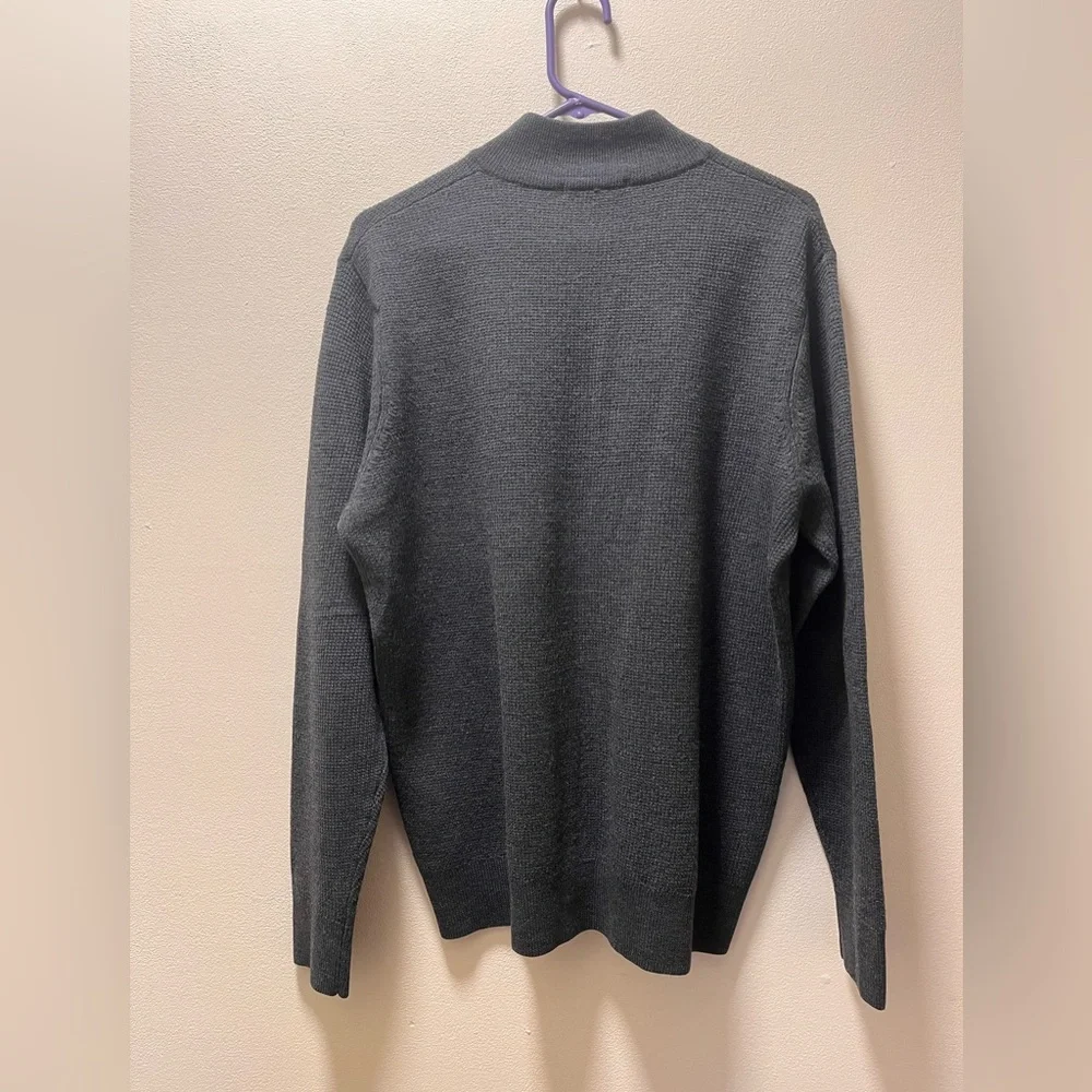 Raffi Men's Merino Wool Stylish Classy Quarter Zip Sweater, Sz XL/54, Charcoal